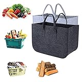 2 stk / 2 Farben Filz Kaminholztasche mit 2 Henkeln Filztasche Kaminholzkorb Filzkorb Holztasche Holzkorb für Kaminholz Kaminkorb Zeitungsständer Zeitungskorb Aufbewahrungskorb Aufbewahrung