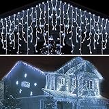 10M 400 LED Lichtervorhang Außen Lichterkette Eisregen Lichtervorhang Innen Lichterkette Garten Verknüpfbar für Weihnachten Zimmer Party Xmas Deko, Weihnachten, Hochzeit, Party(Weiß)