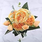 LYUN Künstliche Blumen 30cm Rose Pink Silk Pfingstrose-künstliche Blumen Bouquet 5 Big Kopf Und 4 Bud Günstige Fake Flowers for Home Hochzeit Dekoration Innen blumenstrauB (Color : Yellow)