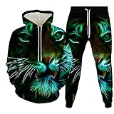 SSBZYES Herren Sweatshirt Sweatshirt Set Große Größe Herren Hoodie Jogginghose Paar Pullover Zweiteiliges Tier Wolf Print Sweatshirt S