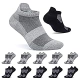 FALARY Sneaker Socken Herren Sportsocken Damen 43-46 Kurze Socken Schwarz Grau 10 Paar Baumwolle Atmungsaktive Laufsocken Unisex