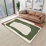 YYRAIN Nordic Moderne Geometrische Einfache Morandi Dunkelgrüner Kurzer Plüschteppich Nach Hause Wohnzimmer Schlafzimmer Esstisch Volle Fußmatten Willkommen Fußmatte 80x160
