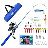 FISHOAKY Angelset Kinder, Angel Set für Kinder, Mini Kinderangel Spielzeug, 1,2 Meter Angelrute und Angelrolle und Angelleine und Köder Komplettes Set, Angeln für ab 4-15 Jahre Anfäng