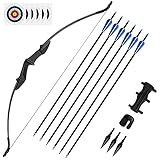 The7boX 30 / 40LBS Recurve Bows Bogenschießset, CS Recurve Bow Protector Armschutz Fingerschutz SetArmguard und Finger Tab, für Recurve Bow Target Practice Outdoor Jagdschießen mit Doppelpfeilauflag