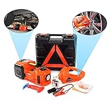 OURANTOOLS 5Ton Elektrischer Wagenheber 12 Volt mit Reifenfüllpumpe und LED, 155-450mm Wagenheber Hydraulisch Electric für Auto, SUV, Van für SUV LKW-Reifen schneller Ersatz und Rep