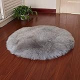 Faux Lammfell Schaffell Teppich, HEQUN Lammfellimitat Teppich Longhair Fell Optik Nachahmung Wolle Bettvorleger Sofa Matte (Grau, 45 X 45 cm)