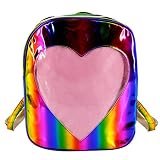 Goodbag Candy Ita Tasche Transparent Love Heart Rucksack Casual Cute Rucksäcke für Frauen, regenbogenfarben, Einheitsgröße,