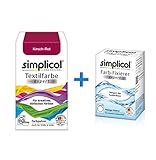simplicol Textilfarbe expert + Farbfixierer Kombipack, Kirsch-Rot 1704: Farbe für Waschmaschine oder manuelles Färb