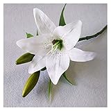 Künstliche Blumen 5 teile Hotel Dekoration 30 cm echte touch weiße rosa plastik lilie hochzeit free favor künstliche blume blumenstrauß cafe wohnkultur Pflanze ( Color : White , Size : About 30cm )