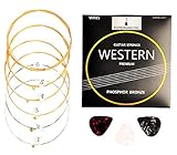 TOREROMUSIC® - Gitarrensaiten Akustikgitarre (011-052). Premium Stahlsaiten im 6-Saiten-Set für Western-Gitarre und Akustikgitarre inklusive 3 Plek