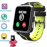 Kinder Uhren Smart Watch für Student, Jungen Mädchen LBS Smartphone-Uhr mit Voice-Chat SOS MP3-Musik-Player Kamera Zurück in die Schule Birthday Gift（Enthält 1 GB SD-Karte） Schw