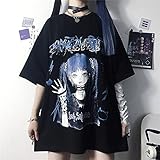 Cyuang Sommer Goth Weibliche T-Stück Ästhetische Lose Frauen T-Shirt Punk Dark Grunge Streetwear Damen Gothic Top T-Shirts Harajuku Kleidung Y2k-schwarz_XXL