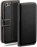 moex Klapphülle für Sony Xperia X Compact Hülle klappbar, Handyhülle mit Kartenfach, 360 Grad Schutzhülle zum klappen, Flip Case Book Cover, Vegan Leder Handytasche, Schw