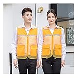 KTNG Fluoreszenz Reflektierende Kleidung, Frische Atmungsaktive Maschenweste, Helle Reflektierende, Lose Und Tragbare Große Taschen, Unisex-Arbeitskleidung (Color : Yellow, Größe : 170)
