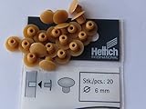 HKB ® 20 Stück Abdeckkappen zum Eindrücken, Kunststoff beige, erle, buche, ø=6mm, Hersteller Hettich, Artikelnr. 20081