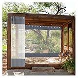 HLJPL PVC Außenvorhänge Wasserdicht Transparent für Pergola, Pavillon, Terrasse mit Ösen Schwere Plane (Farbe : Transparent+grau, Größe : 3.80x3m)