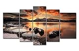 Sonnenuntergang Bilder leinwand 5 Teilig Bild Maritime Schöner Meerblick Wandbilder Wohnzimmer Moderne für Schlafzimmer Dekoration Wohnung Home Deko Kunstdruck