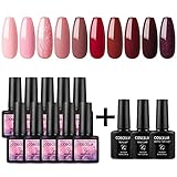 Coscelia UV Nagellack Set 10pcs Soak-Off UV Gellack Nageldesign Set + Top Base Coat+matte Top Coat UV Gel Gelnägel Set für Maniküre Farbgel Gel Lacken S