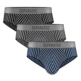 Separatec Herren Boxershorts atmungsaktive Männer Unterhose Trunks mit Eingriff Separate Beutel, 3er Pack (L, Schwarz+Dunkelblau+Grau)