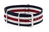 VK von Buran01.com Militär Nylon Uhrenarmband blau-weiß-rot 20mm Watch Strap