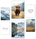 Mia Félice Premium Poster Set »The Highlands « 2x A3 | 4x A4 - Moderne Bilder für das Wohnzimmer und Schlafzimmer - Wandbilder ohne Rahmen - Flur Deko - Dek