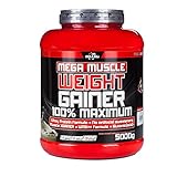 BWG Mega Muscle Weight Gainer 100% Maximum - perfekt für HardGainer und Massephasen – Kraftaufbau - Mega Vanilla - Dose mit Dosierlöffel - (1x 5000g Dose)