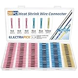 electrapick Kabelverbinder 200tlg Stoßverbinder Quetschverbinder, 22-10 AWG Wasserdicht Schrumpfverbinder, Rot/Blau/Gelb
