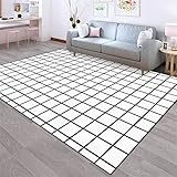 FACWAWF Gitterdruck Rechteckig Kurz Samt Design Wohnzimmer Teppich Zimmer Schlafzimmer Waschbar Esszimmer Dekorativer Teppich Kinderzimmer Flur Fußmatte 50x120