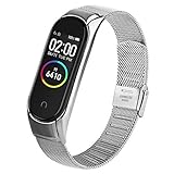 Funeng Kompatibel mit Xiaomi Mi Band 4 Armband/Xiaomi Mi Band 3 Armband, Verstellbare Edelstahl Metall Ersatzarmband für Xiaomi Mi Band 3/4 (Silber)