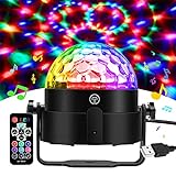 Discokugel, Musikgesteuert Discokugel LED Party Lampe mit 7 Farbe, 4M USB Kabel, Fernbedienung, 360° Drehbare Discolicht Partylicht ür Party, Weihnachten,