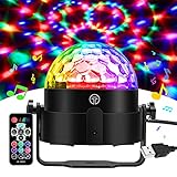 Discokugel, Musikgesteuert Discokugel LED Party Lampe mit 7 Farbe, 4M USB Kabel, Fernbedienung, 360° Drehbare Discolicht Partylicht ür Party, Weihnachten,