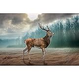 YANGYUE Wald Hirsch Dekoration Tier Hirsch Leinwand Kunstdruck Poster Wandbild Familie Schlafzimmer Wanddekoration (70x100cm/19,7x39,4inch) R