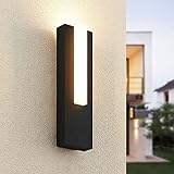 Lucande LED Wandleuchte außen 'Virgalia' (Modern) in Schwarz aus Aluminium (1 flammig, inkl. Leuchtmittel) - LED-Außenwandleuchten Wandlampe, Led Außenlampe, Outdoor Wandlampe für Außenwand/Hausw