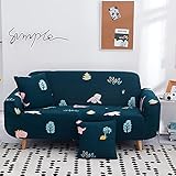 Sofa Überwürfe Sofabezug 3 sitzer met 2 Kissenbezüge Sofaüberwürfe Einstellbar Elastische Stretch Couchbezug Sofahusse Drucken Sofa Abdeckung Sofa Schonbezüg