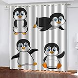 TTBBBB Blickdicht Vorhang Wärmeisolierender Cartoon-Pinguin-Muster B 280 x H 240 cm Gardinen Verdunkelungsvorhang Schlafzimmer Kinderzimmer Thermovorhang Fensterdekoration 3D Muster Ösen schal 2Er S