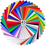 Vinylfolie Plotter 45 Stück, Ohuhu 30cm x 30cm 40 Plotterfolie Vinyl + 5 Transferfolie Plotter, 40 Farben Plotterfolie Zur Dekoration auf Partys, zu Hause, im Auto Aufkleb