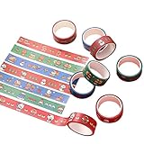 8 Rollen Weihnachten Washi Klebeband, Dekoratives Klebeband Papier Cartoon Nettes Klebeband Gut für Weihnachtskarten Geschenkverpackung, Tageb