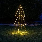 3D LED Tannenbaum Gartenaufsteller beleuchtet - 90 LED warmweiß / 91cm - aus Metall in schwarz - Weihnachtsdeko für Außen und Innen Weihnachtsbaum Winter Advent Licht Dek