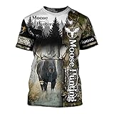 Elchjagd Tarnmuster 3D-Druck Herren T-Shirt Harajuku Casual Kurzarm Pullover Unisex Beige 3XL