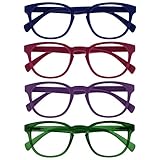 Opulize Pop 4er-Pack Retro Runden Blau Rosa Lila Grün Herren Damen Lesebrille Federscharniere RRRR2-3456 +2,50