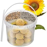 Zooprinz frisches Wildvogelfutter, Meisenknödel Set– Ideal für alle Vögel als Ganzjahresfutter – DREI Futtermischungen in einem Eimer – Die Wildvögel Lie-Ben es!