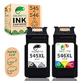 COLORETTO Wiederaufbereiteter Ersatz für Druckertintenpatrone für Canon PG-545XL,CL-546XL 545 546 XL (1 Schwarz,1 Farbe) zur Verwendung mit Pixma MG3053 MX495 TR4550 iP2800(Inklusive 2 Papierklammern)