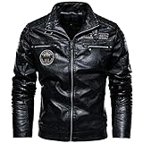 Motorradjacke Herren Kunst-Lederjacke Bikerjacke Winter Army Jacke Stehkragen Herrenjacke Vintage Leder Fliegerjacke Motorrad Jack
