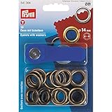 Prym Ösen Plus Unterlegscheiben, Metall, antik Messing, 14 mm, 10-TLG