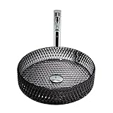 Waschbecken Glas Aufsatzwaschbecken Waschbecken Waschschale Zylinder Waschplatz Handwaschbecken Arbeitsplatten Installation Glas Waschbecken Set mit Chrom Messing Wasserhahn,Schw