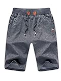 Tansozer Kurze Hose Herren Shorts Sommer Jogginghose Kurz Baumwolle Gym Sweat Shorts Herren Sport (Grau,L)