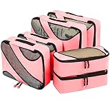 Amazon Brand - Eono 6 Teilige Kleidertaschen, Packing Cubes, Verpackungswürfel, Packtaschen Set für Urlaub und Reisen, Kofferorganizer Reise Würfel, Ordnungssystem für Koffer, Packwürfel - R