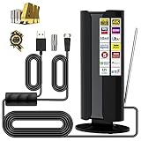 TV-Antenne, DVB-T2 HD Antenne 2021 Newest Vision 4K 1080p Digitale Zimmerantenne mit Aktiv DVB-T Verstärker/200 Meilen Reichweite, HDTV Innenantenne Ultra-HD Fernsehkanäle für alle F