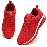 GAXmi Damen Luftkissen Laufschuhe Mesh Atmungsaktiv Running Fitness Turnschuhe rutschfest Stoßfest Outdoors Sportschuhe Aktualisierung Rot 38.5 EU