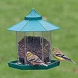 ZIEM Vogelhäuschen Sechseckiger Kunststoff Grün Wasserdicht mit Dachaufhängung Wildvogelhäuschen für Gartendek
